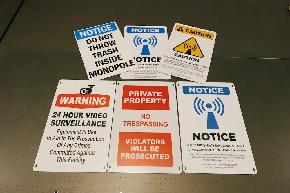 variety of outdoor notice signs