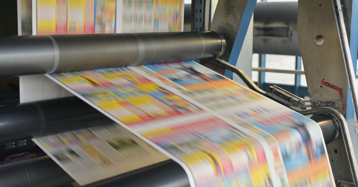Postage stamps being printed.